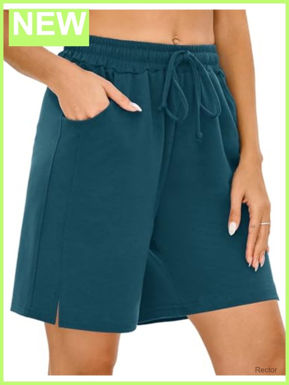 Womens Bermuda Athletic Shorts Cotton Blend with Pockets